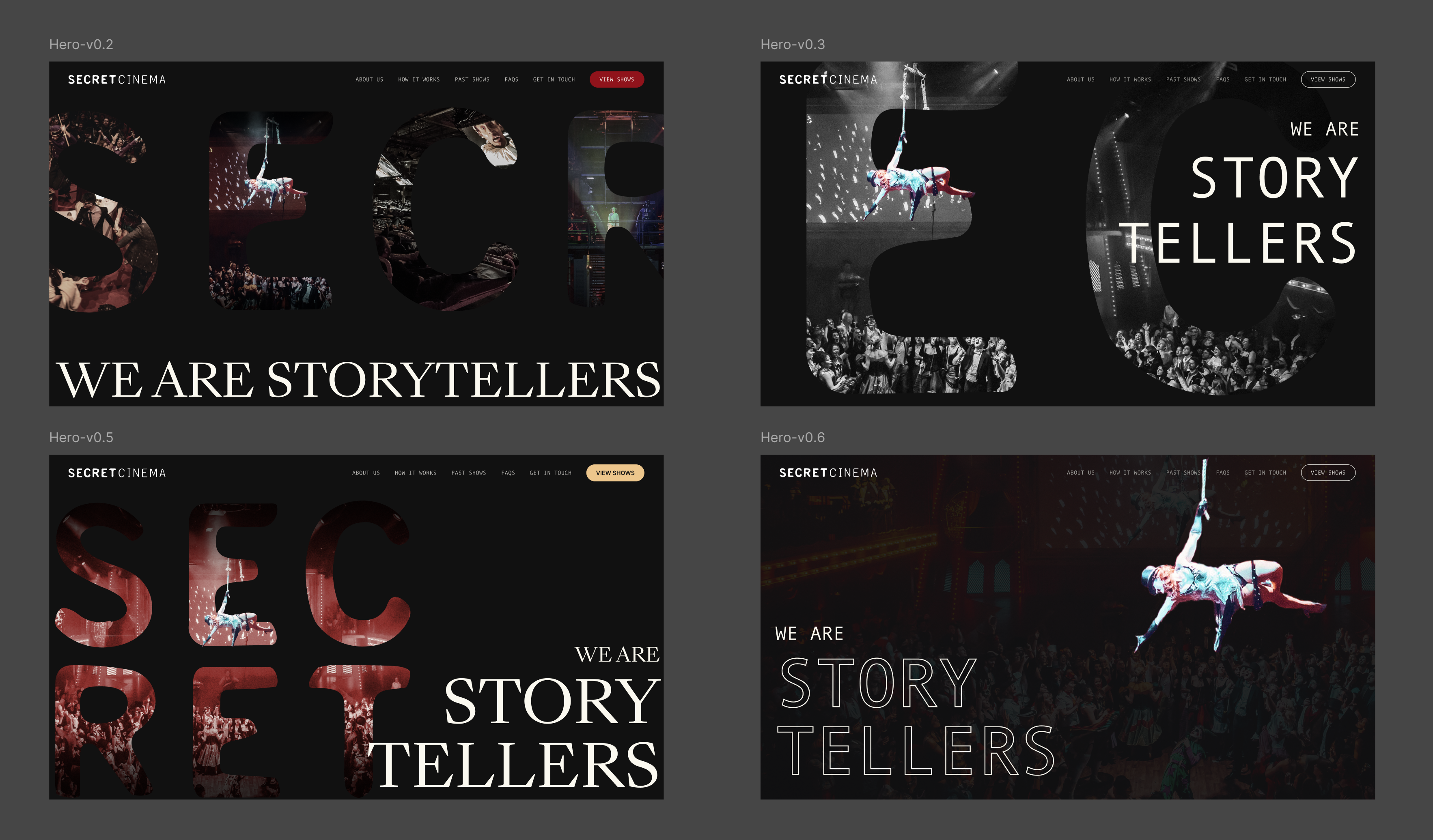 Homepage hero concepts - we were interested in utilising a cut out of a photo from previous events