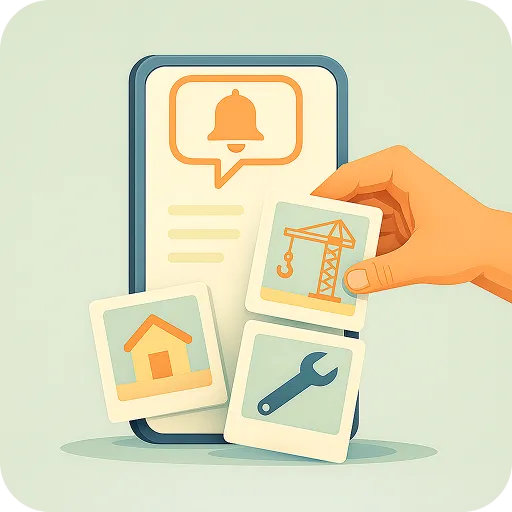 Notification de partage automatique de photos de chantier sur smartphone