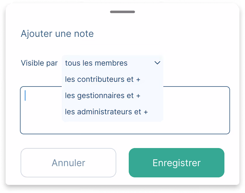 Choix de la visibilité d'une note