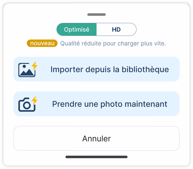 Choix du mode Optimisé ou HD
