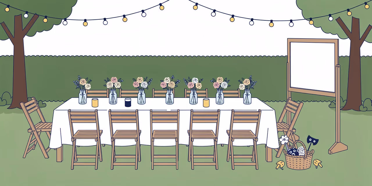 Table de réception dressée dans un jardin
