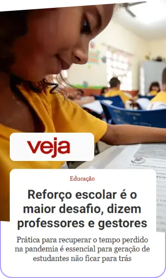 Recorte de notícia do portal Veja com a chamada "Reforço escolar é o maior desafio, dizem professores e gestores".