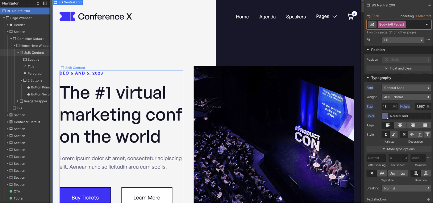 Typography - Conference X Webflow Template