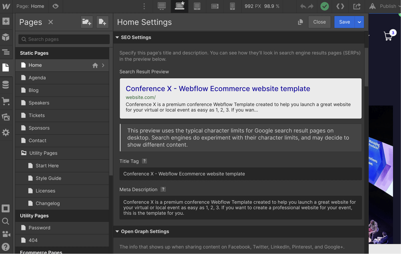 SEO - Conference X Webflow Template