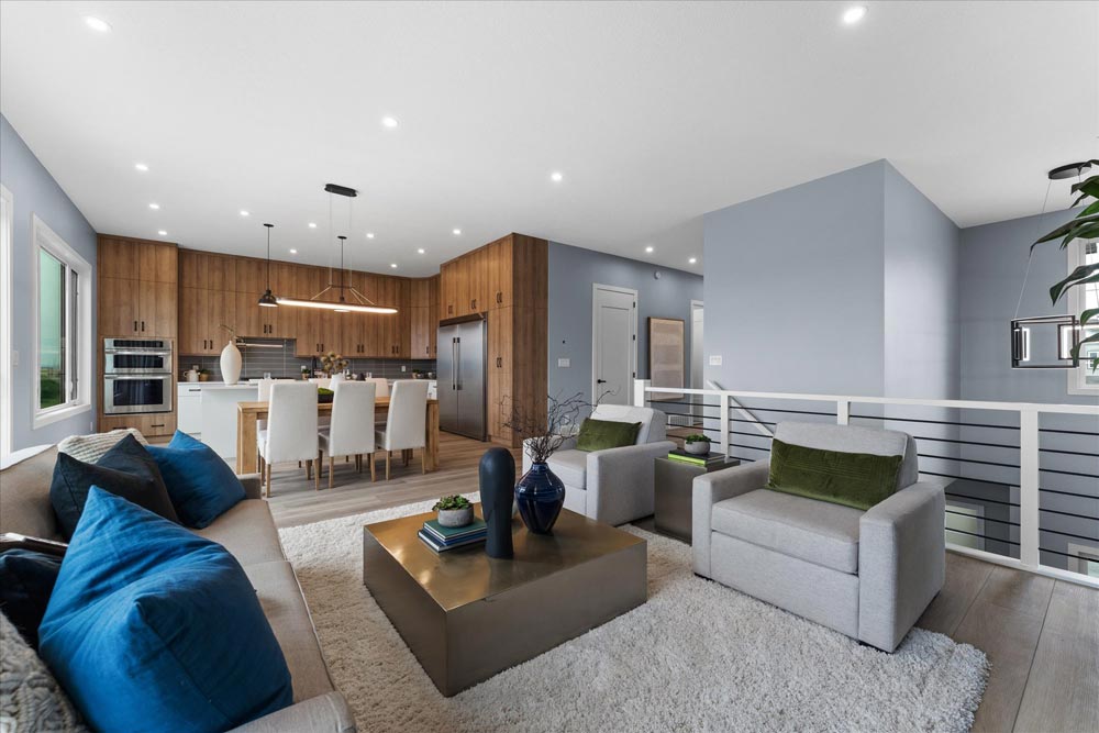 Hobby Loft 2.0 open concept living room, dining room and kitchen