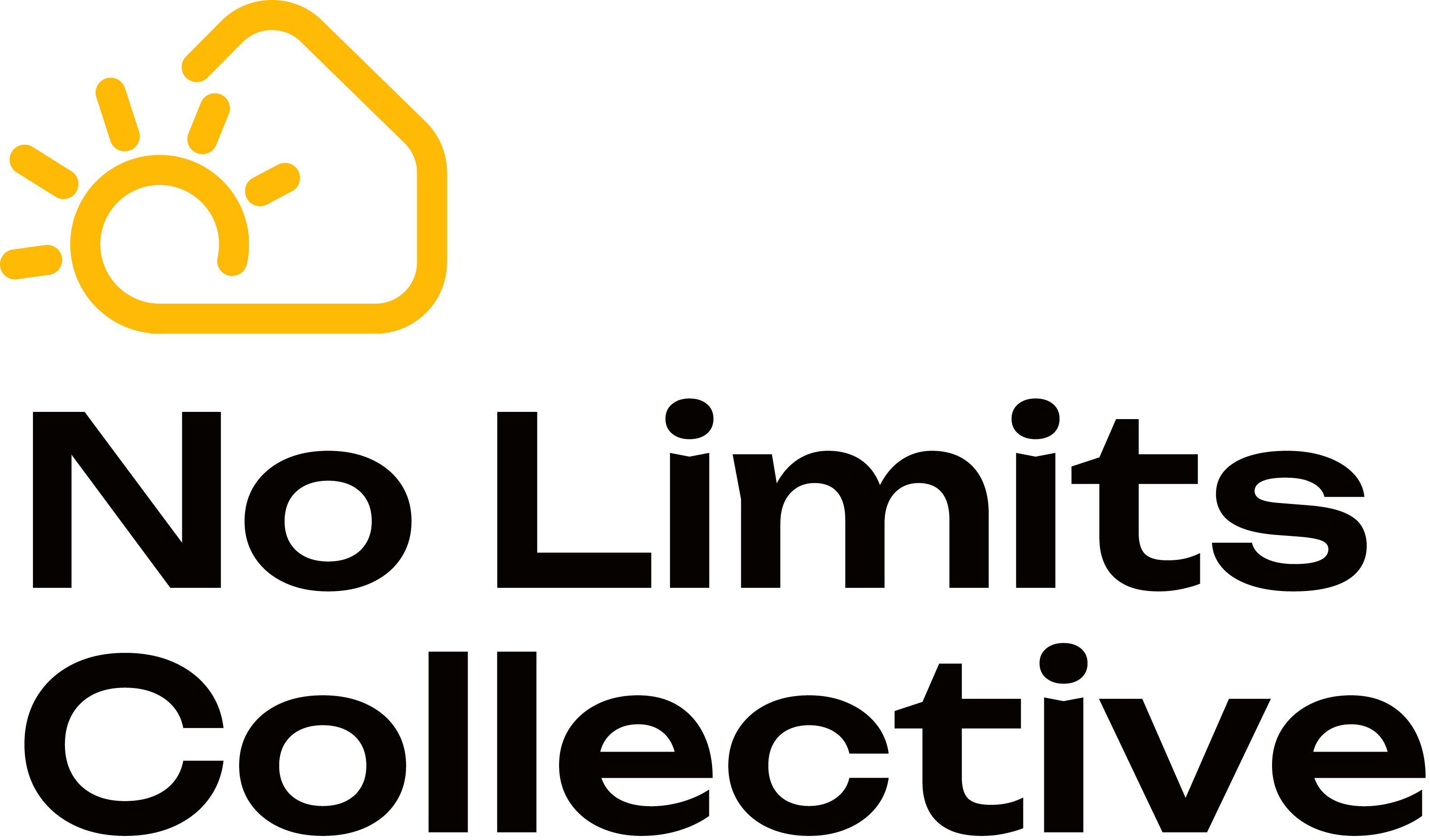 No Limits Collective logo featuring a yellow stylized house with a rising sun.