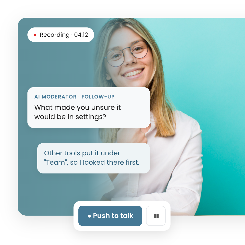 AI moderator asking a live follow-up