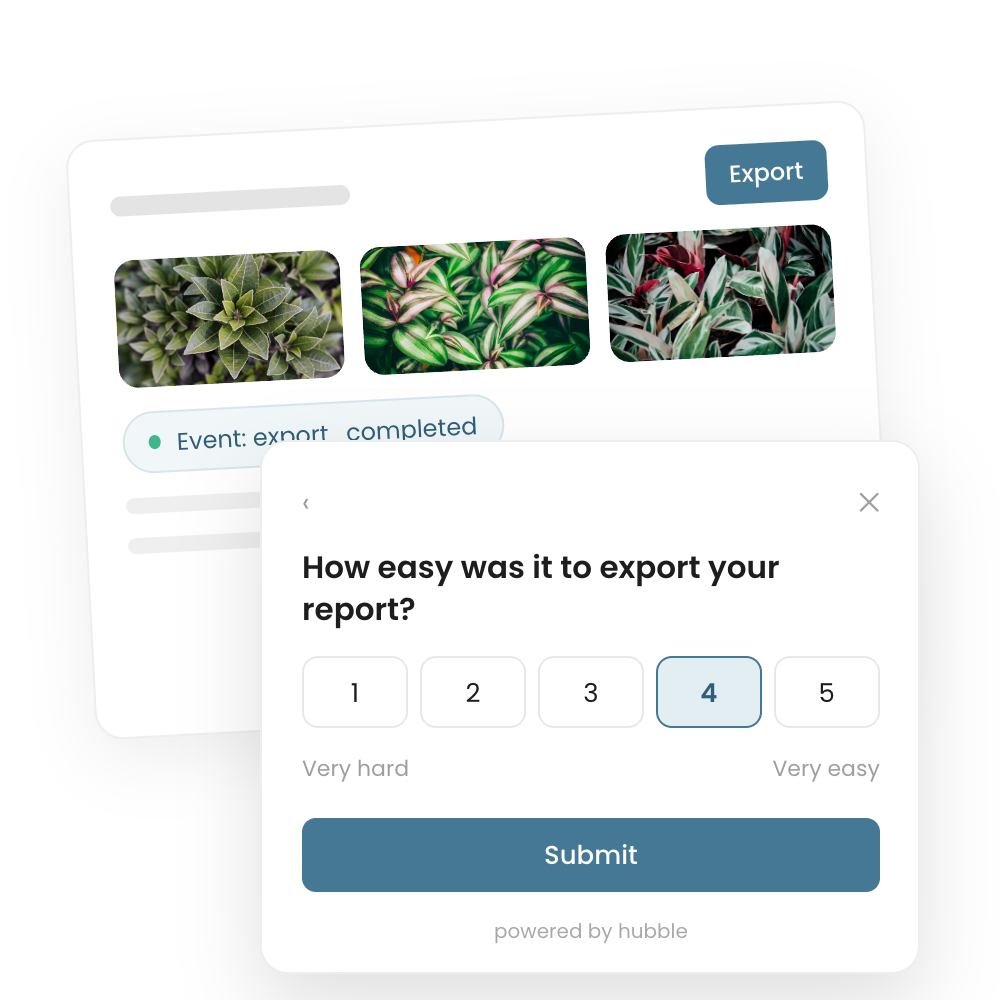 In-product survey triggered after an export event