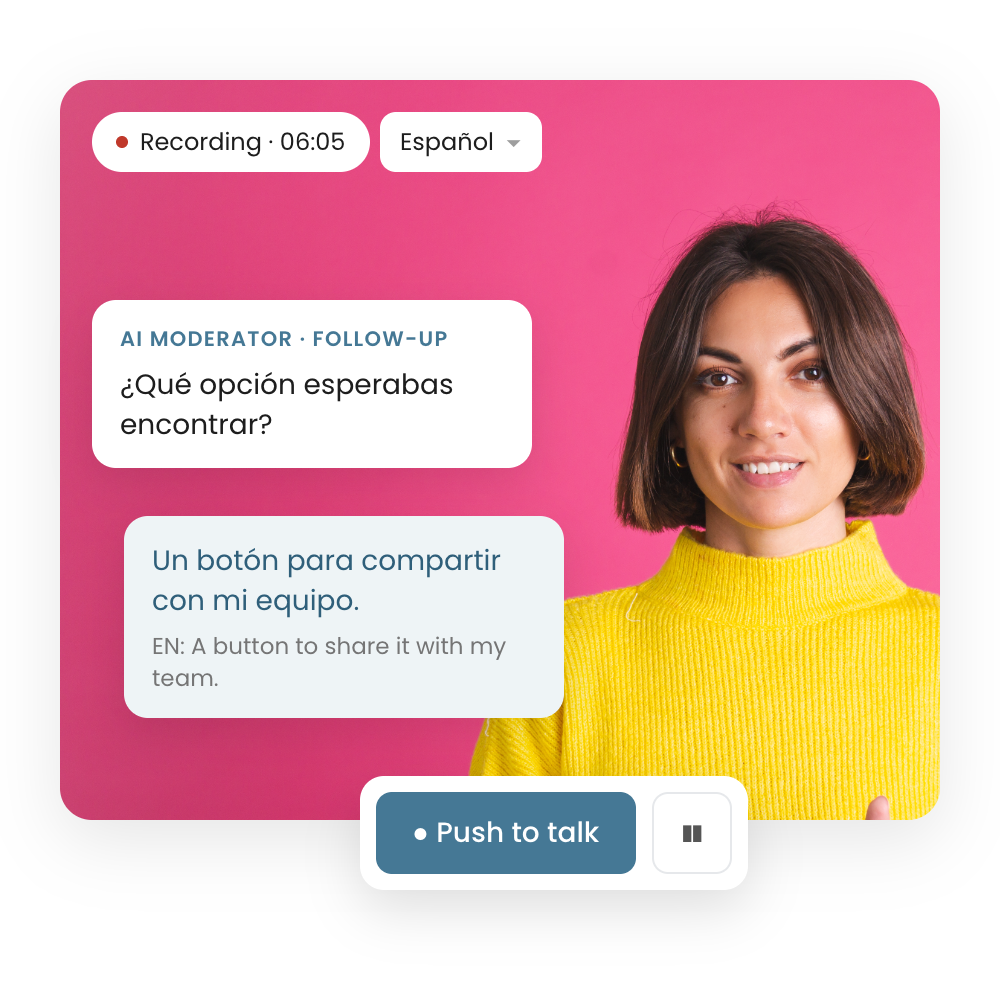 AI-moderated interview in Spanish with English transcript