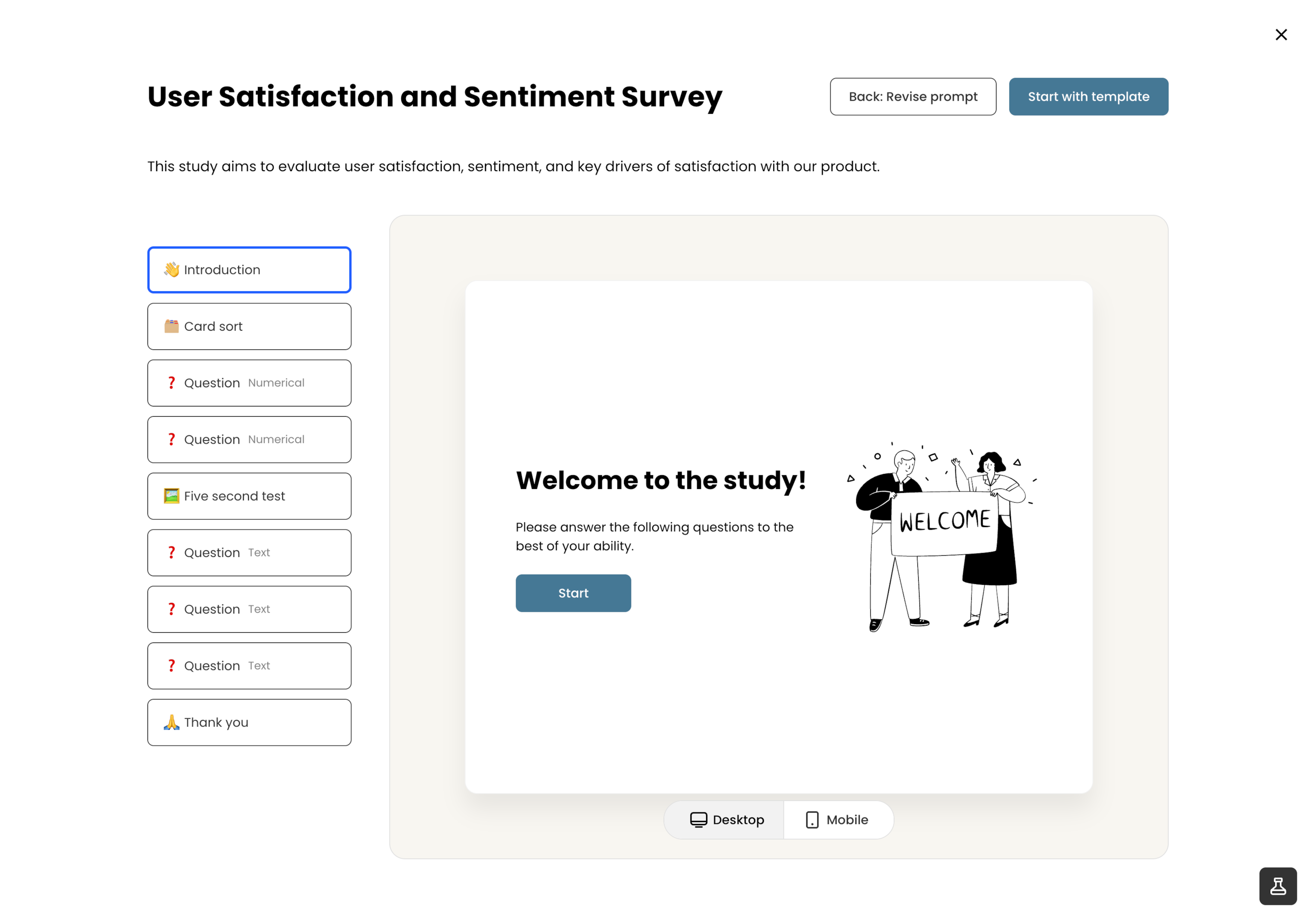 Hubble's AI study generation creates relevant study template in a few clicks