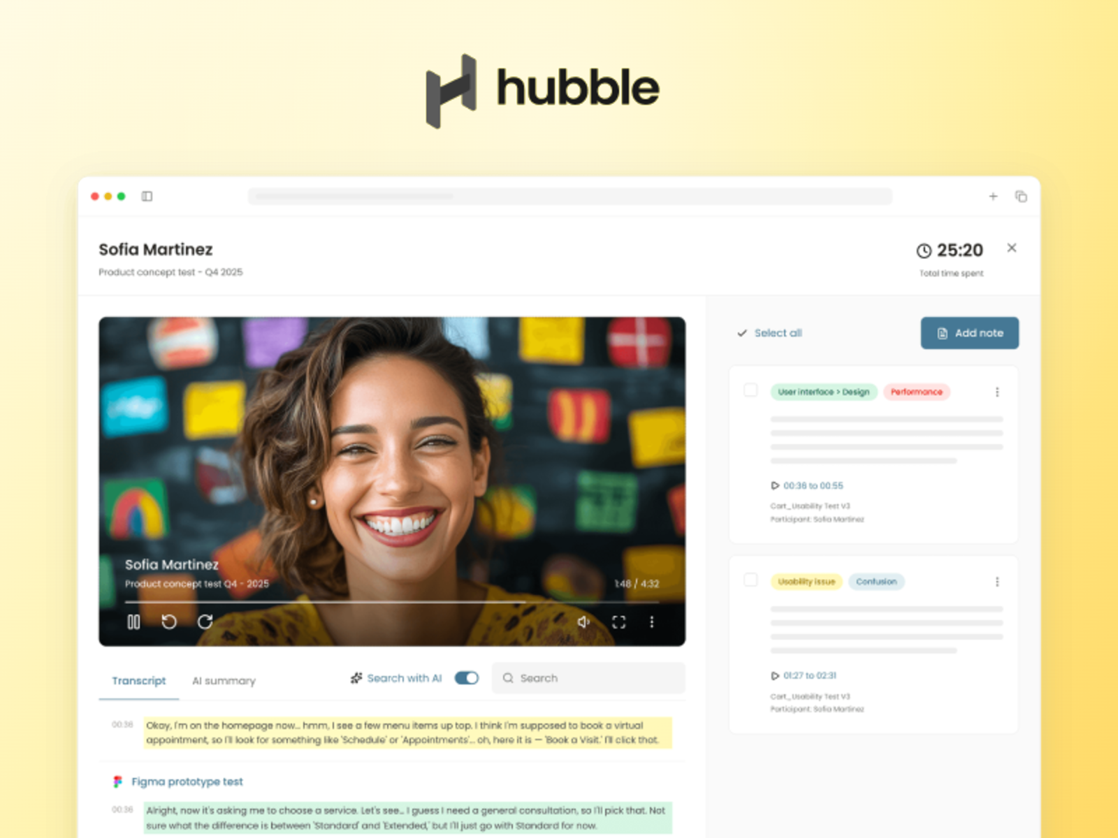 Hubble user research platform for usability testing and AI-moderated interviews