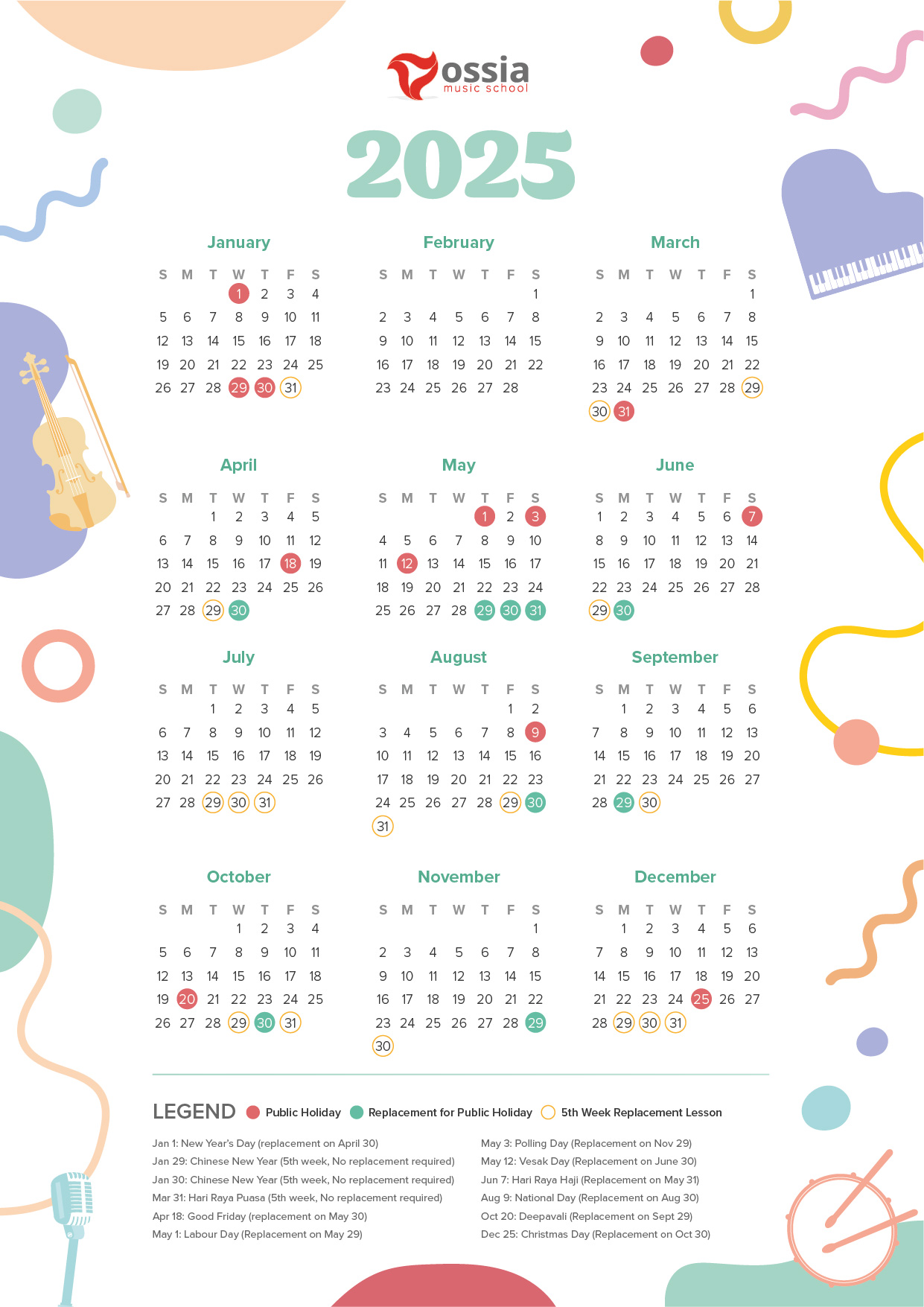 Ossia Academic Calendar 2024