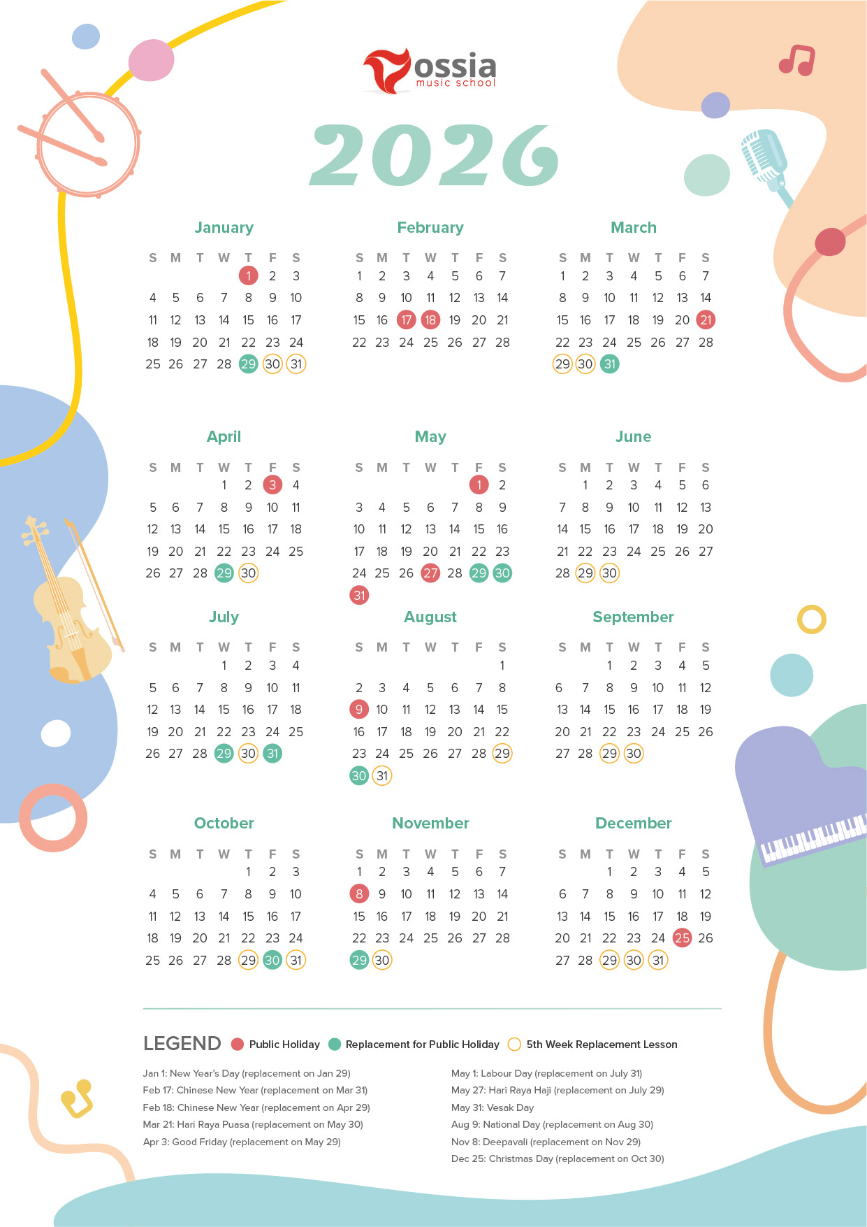 Ossia Academic Calendar 2024