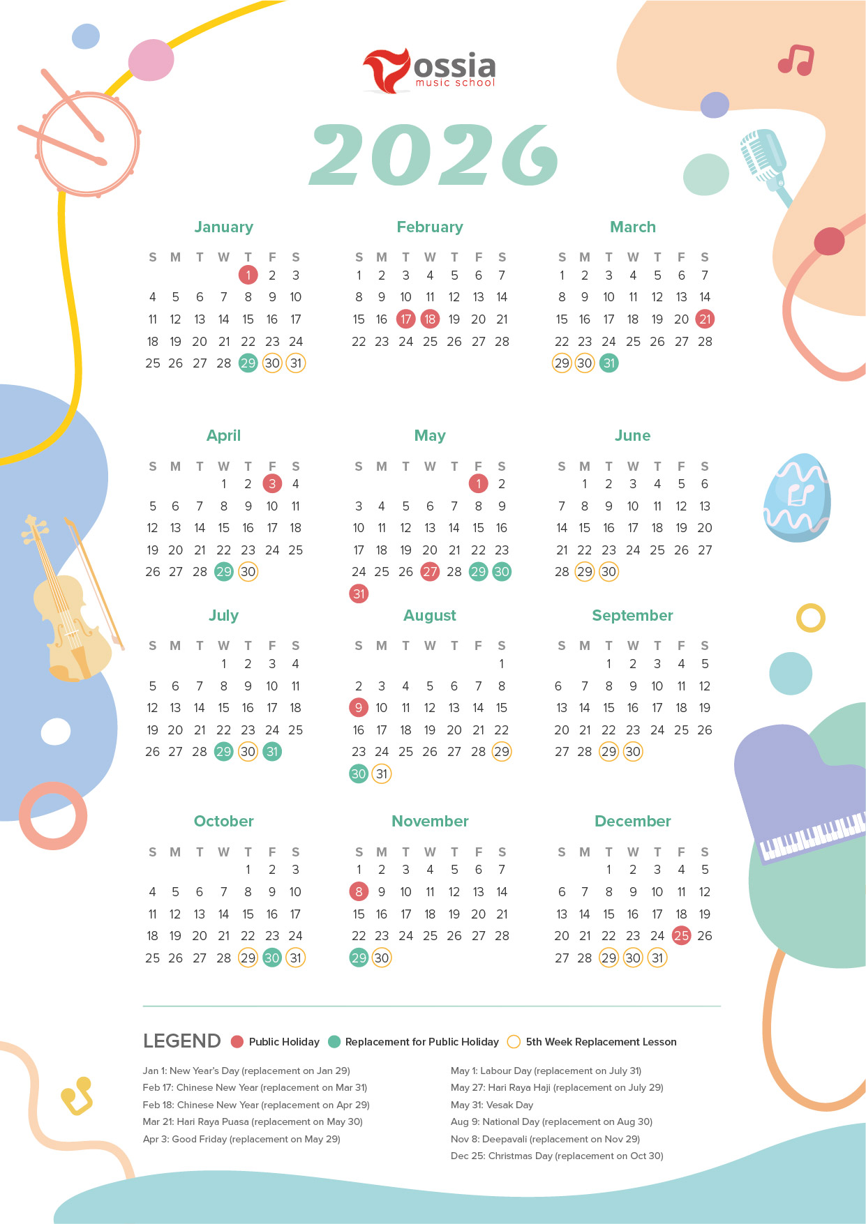 Ossia Academic Calendar 2024