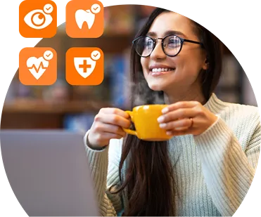 A girl happily holding her hot tea cup, image