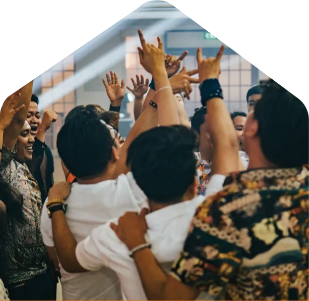 A group of people partying, image