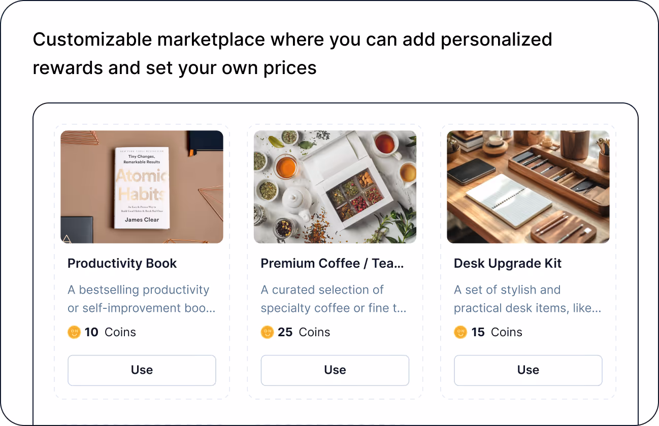 Customizable marketplace where you can add personalized rewards and set your own prices 