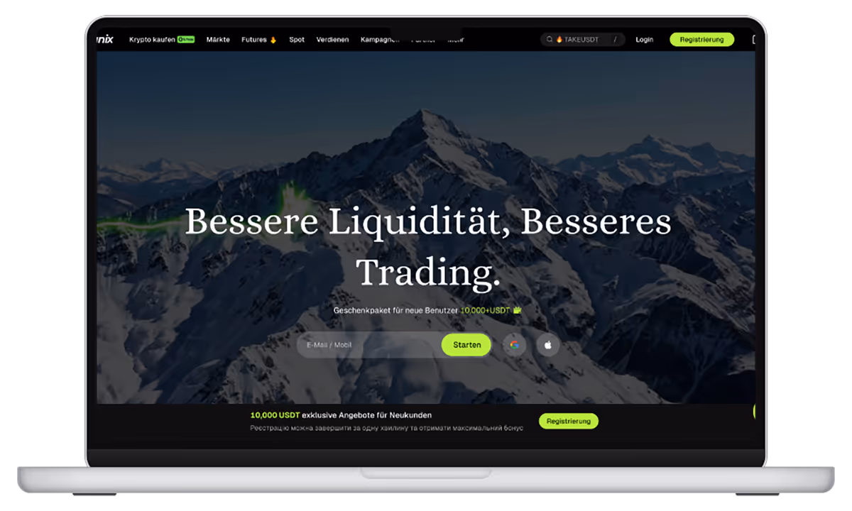 Ein Laptop mit dem Dashboard des Krypto-Brokers Bitpanda