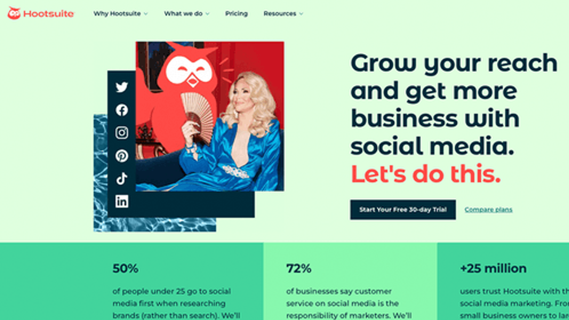 Hootsuite website: It allows you to connect all of your social media accounts to one central dashboard, making it easy to post updates and track performance.