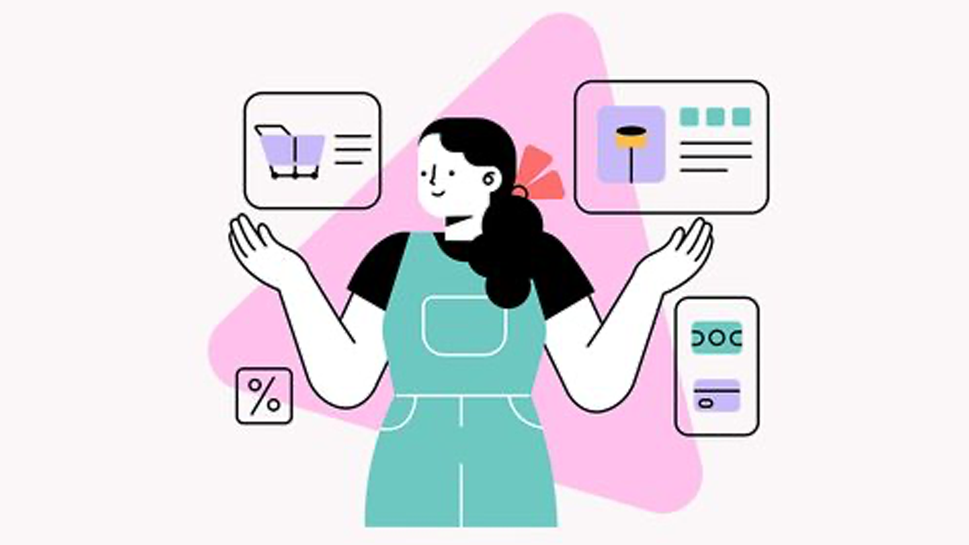 Illustration: A woman enjoying her online browsing experience with the designers adapting to latest web design trends in 2023