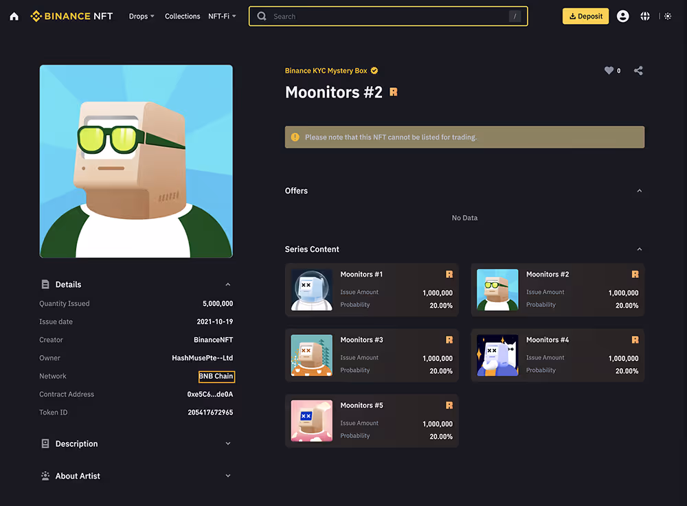 NFT Blockchain auf Binance