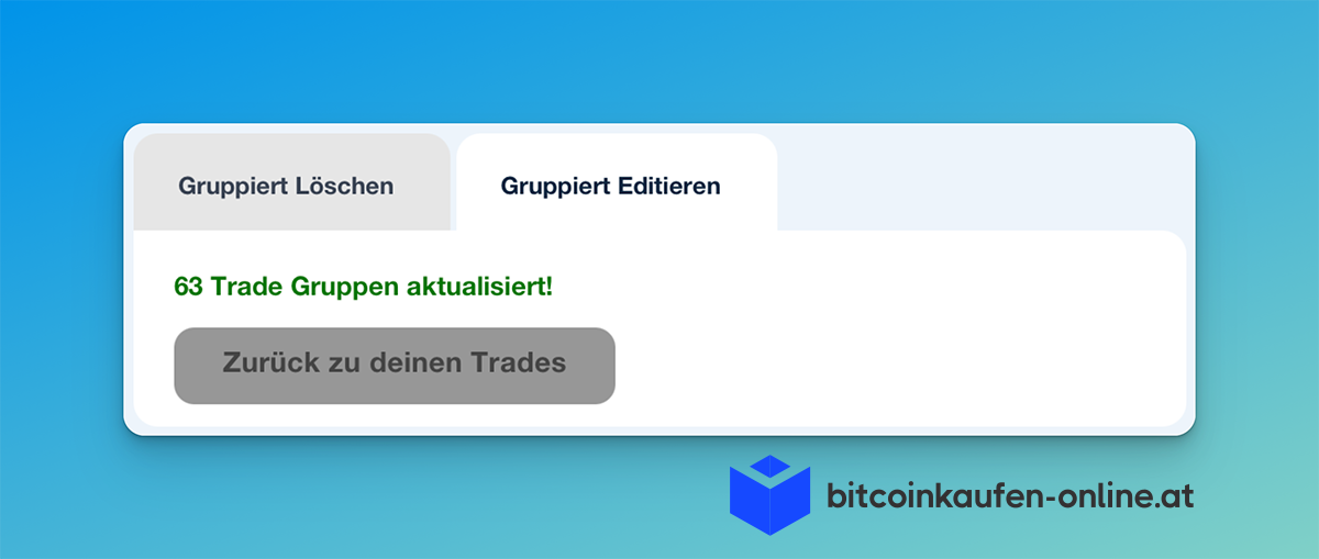 Trade Gruppen erfolgreich auf Staking aktualisiert in CoinTracking