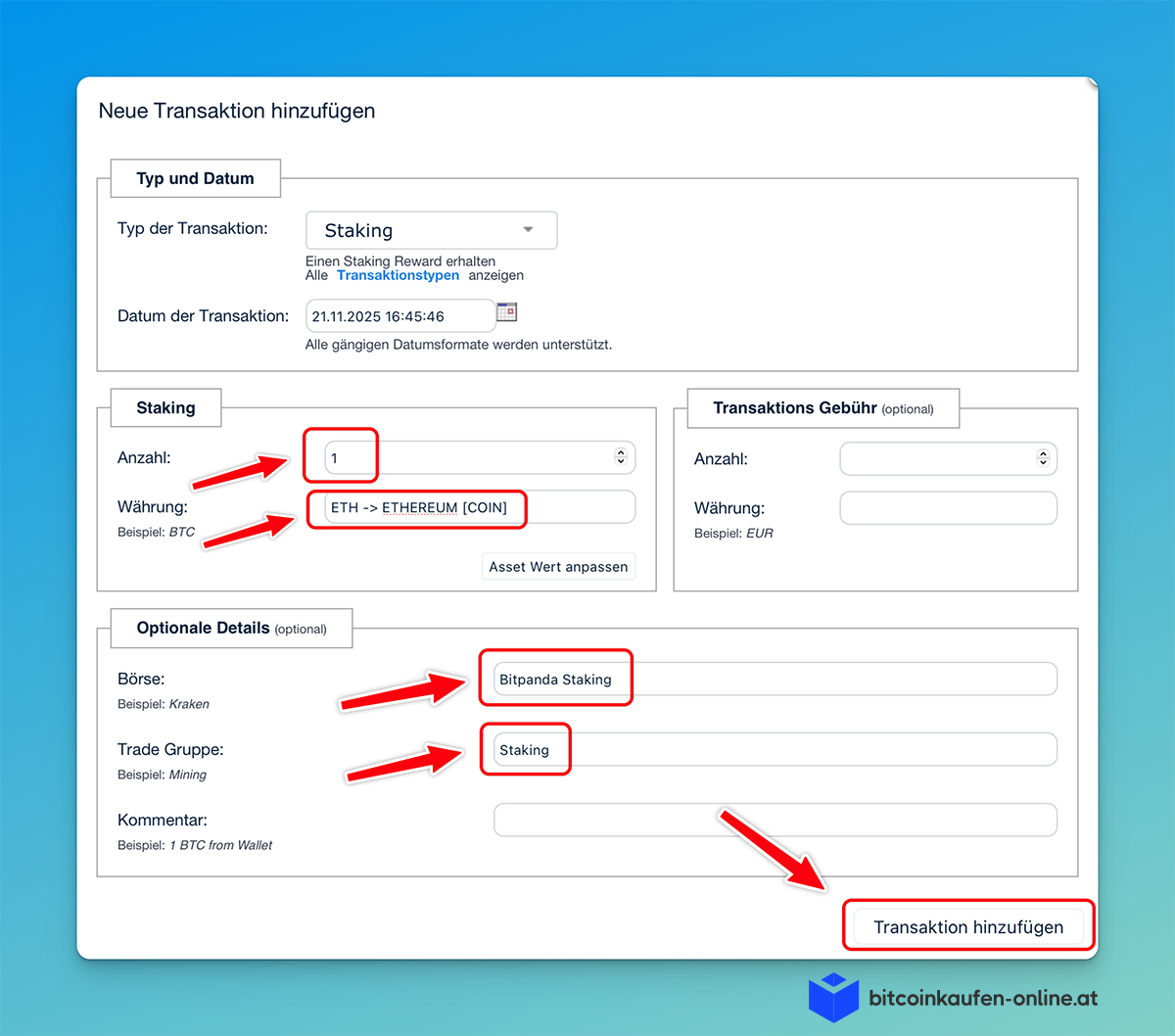 Staking Reward Daten in CoinTracking eintragen