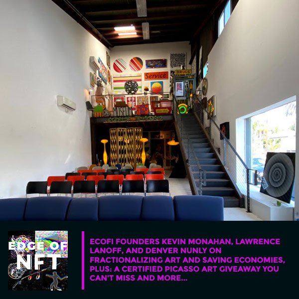 ||EcoFi: Our ideal world is we're a hub, and whatever you can imagine, you would eventually be able to plug into space.|EcoFi: We want to make these marketplaces something you could walk around from wherever you are. It doesn't matter where you are.|EcoFi: As long as the sets of NFTs are on our platform, we have that art, and it's verified in our vault. It's an authentic piece. You can buy and sell the shares on the platform. ||||