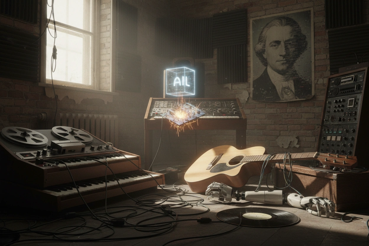 Professional image illustrating Identifying Ethical Concerns in AI Music Production