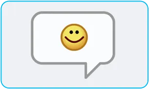 A chat bubble with a smiley face