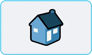 A blue house in a white background