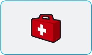 A red med kit symbolizing health in a white background
