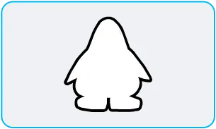 A silhouette of a Penguin outlined in black on a white background representing accessibility