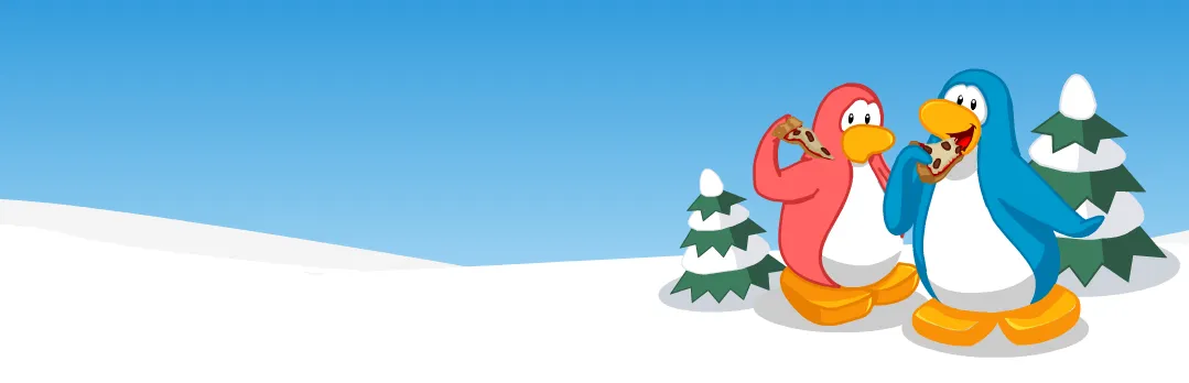 Two Penguins hanging out in the evergreens