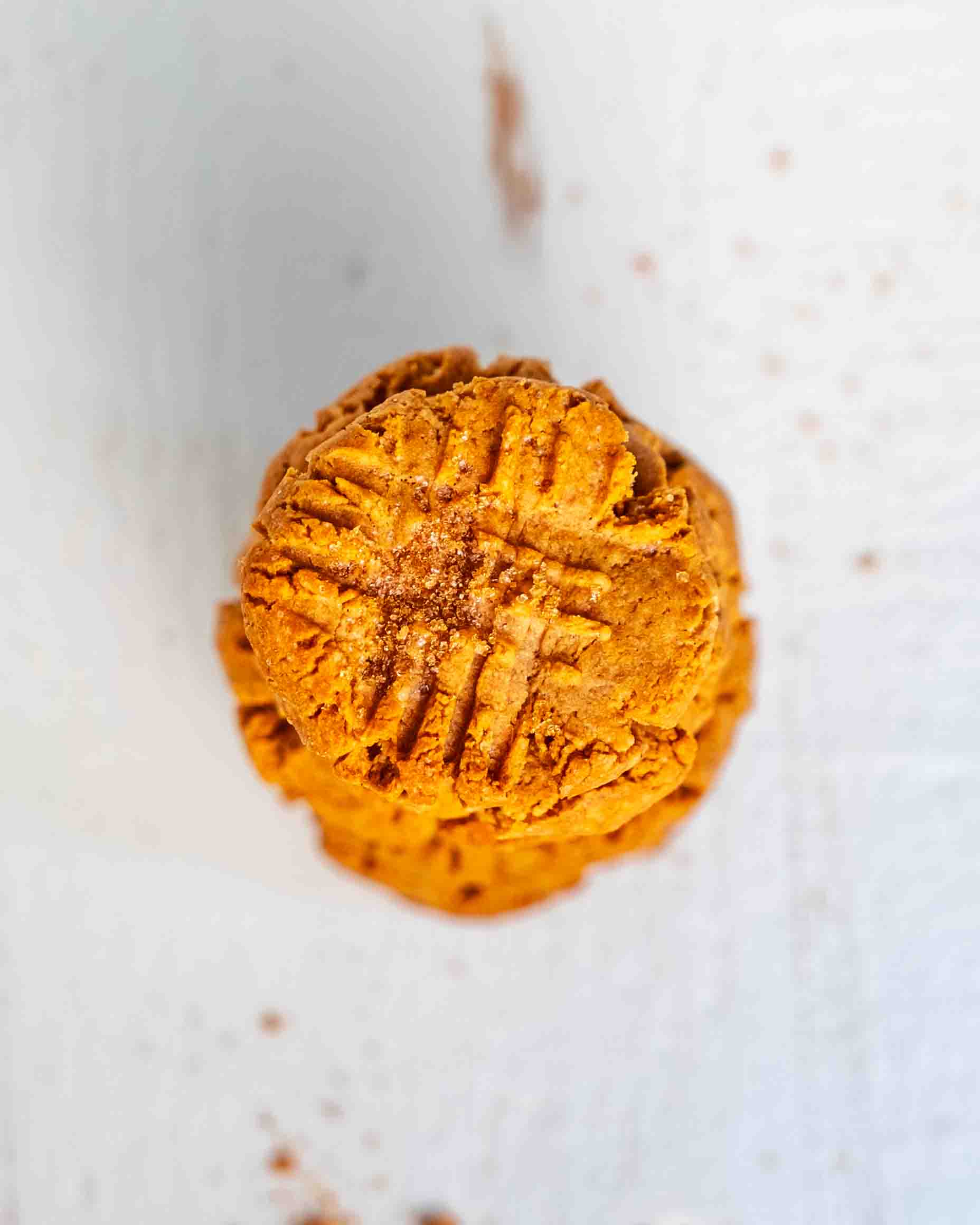 Close-up of vegan peanut butter cookies on a cooling rack