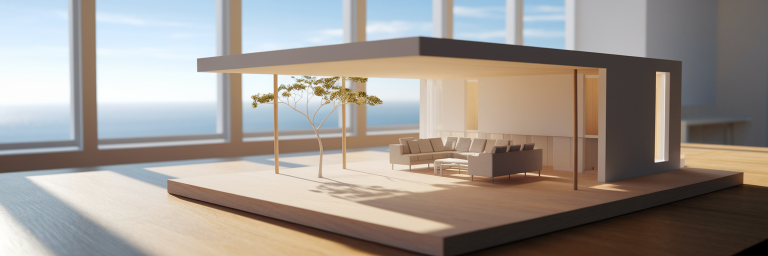 Architectural model showing sunlight in home