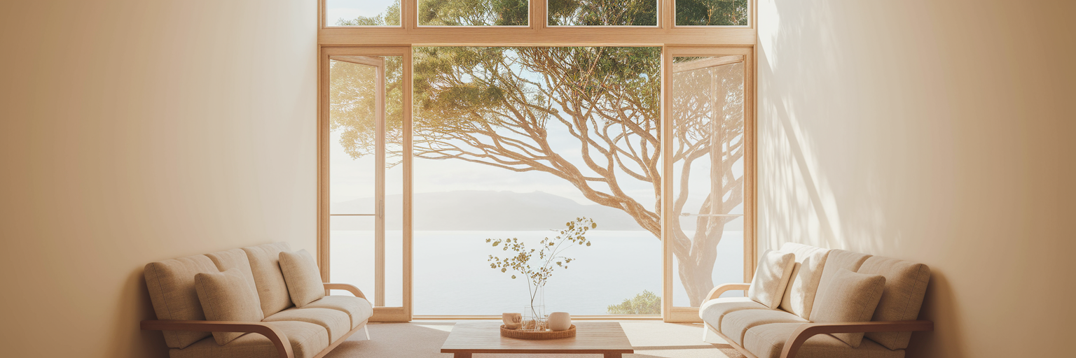 Sunlight through double glazed window in NZ home.