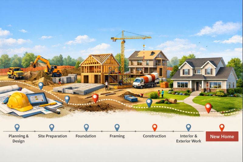 A construction project timeline for a new home