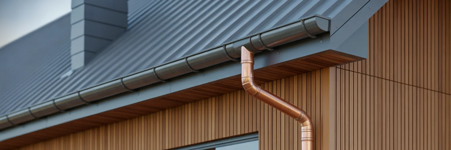 Sustainable home design rainwater system.