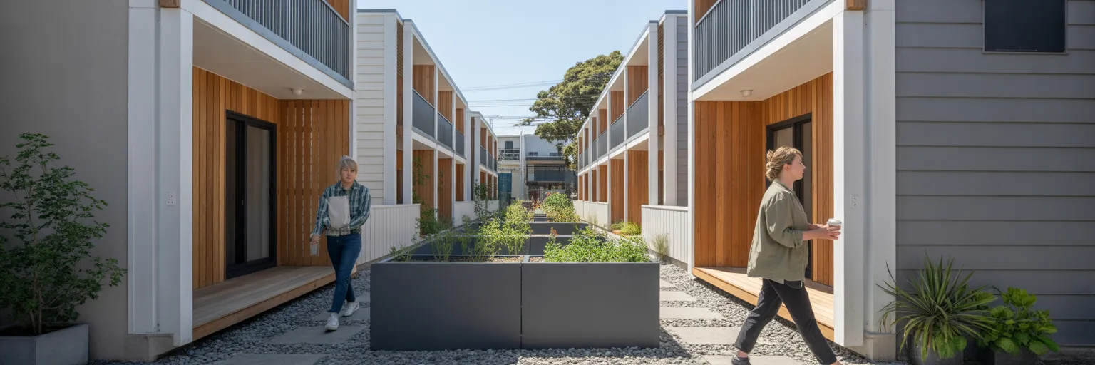 Residents in a shared community laneway.