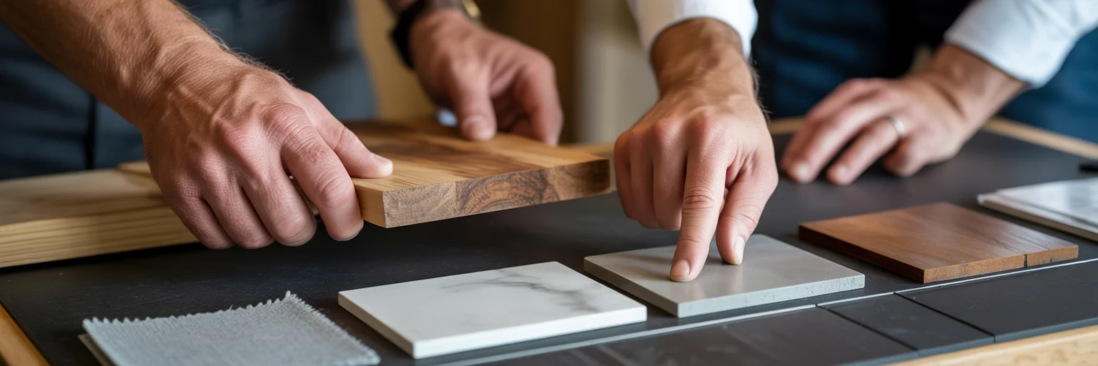 Builder and designer choosing high-end materials.