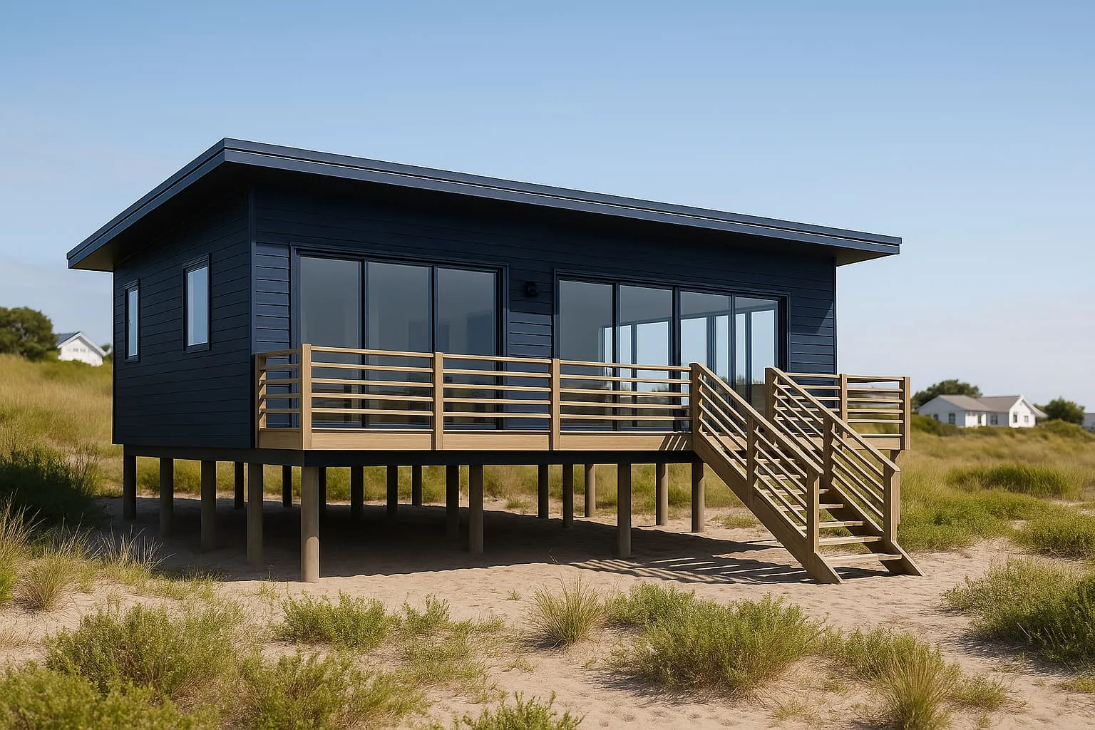 Modal Architecture, Flood Resilient Design, Building above the flood plane.