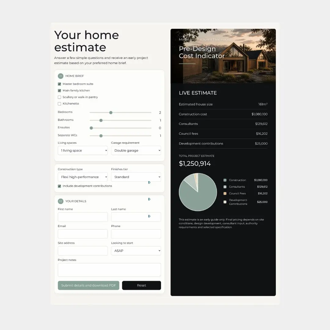 Home building cost calculator illustrating construction investment planning.