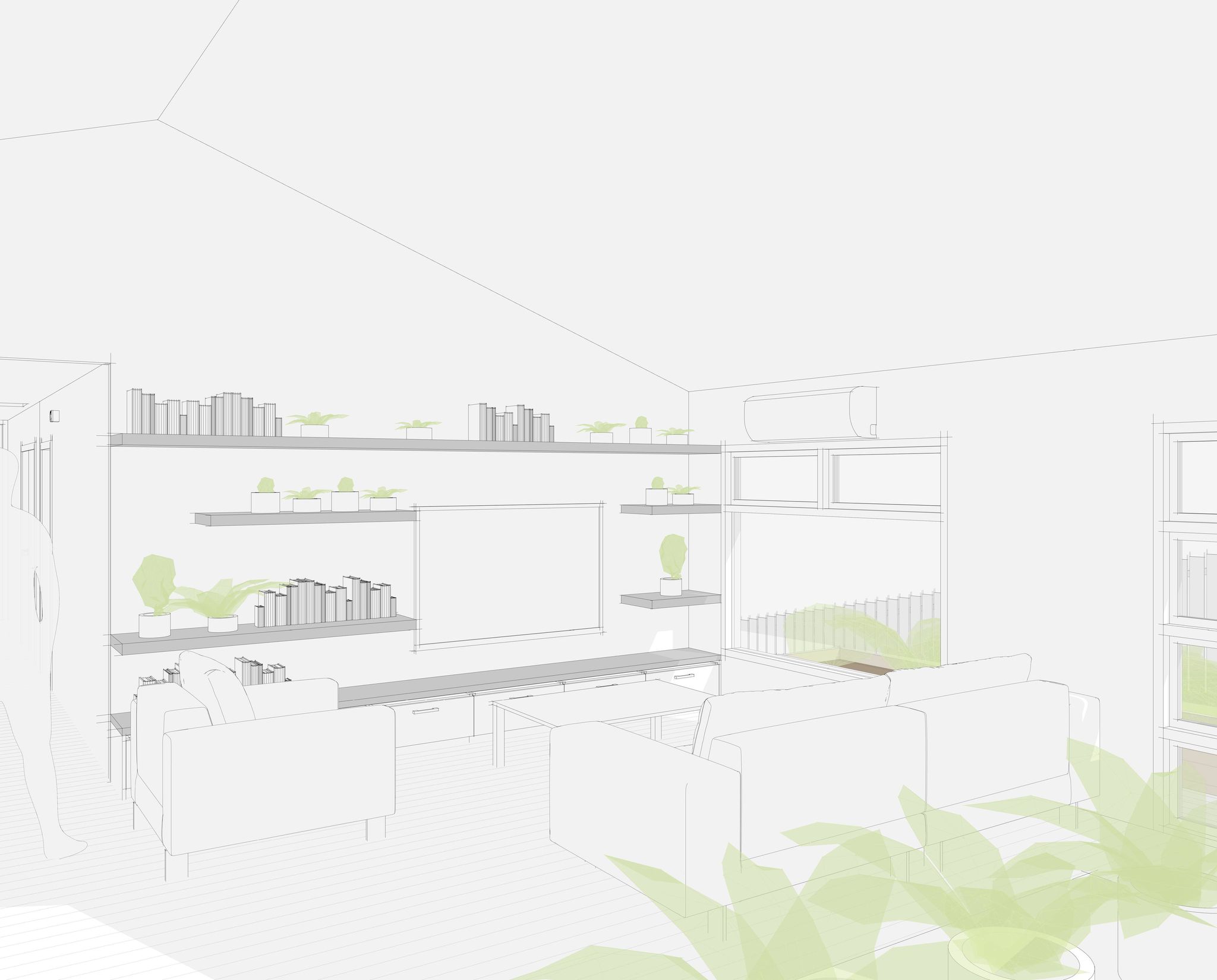 Project view visualisation of Gair Reno in Castor Bay, Auckland, designed by Modal Architecture.