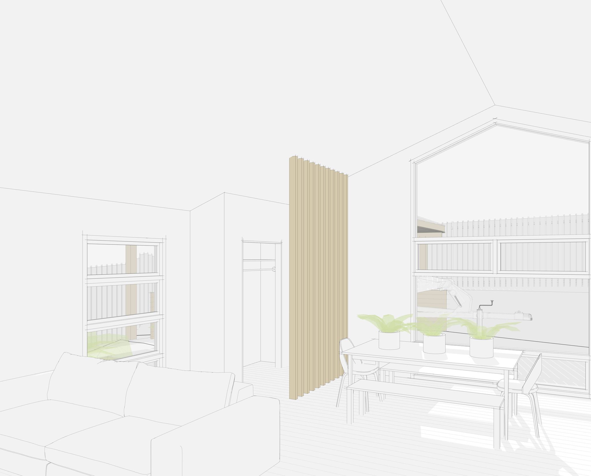 Project view visualisation of Gair Reno in Castor Bay, Auckland, designed by Modal Architecture.