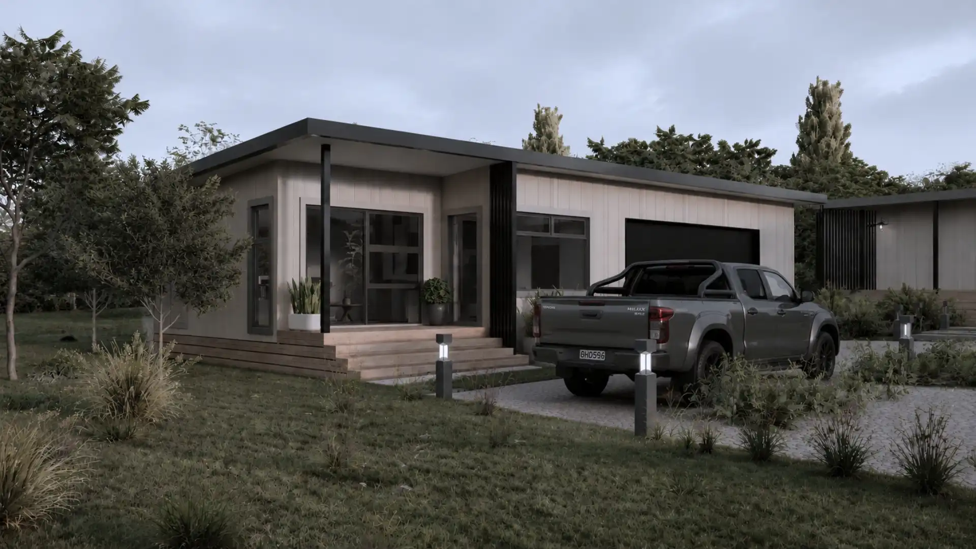 Exterior view of Donovan in Masterton, Wairarapa, designed by Modal Architecture.