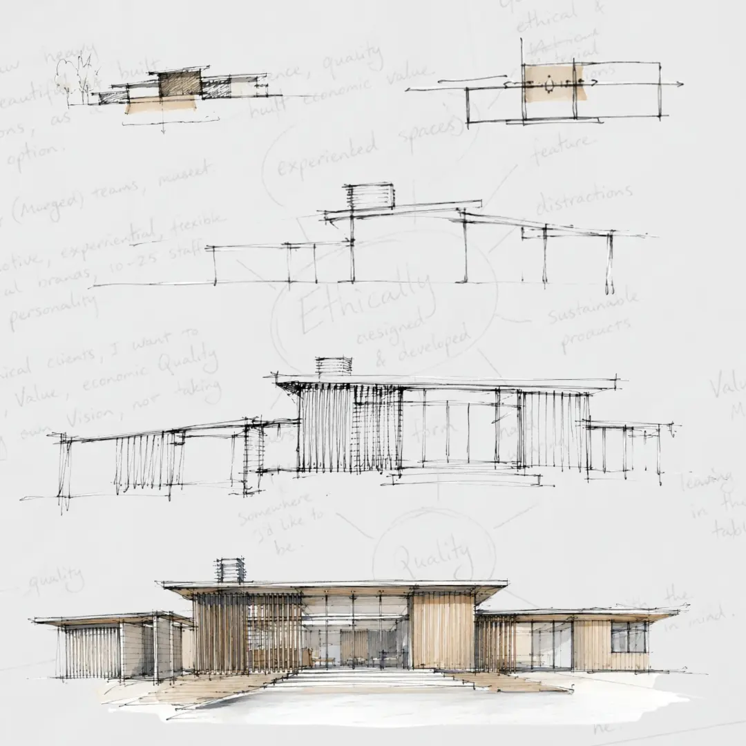 Modal Architecture began with a simple sketch on the back of a napkin. Not of a building, but of a feeling. It was an outline of everything the architectural experience should be: clear, effortless, and defined by total trust.