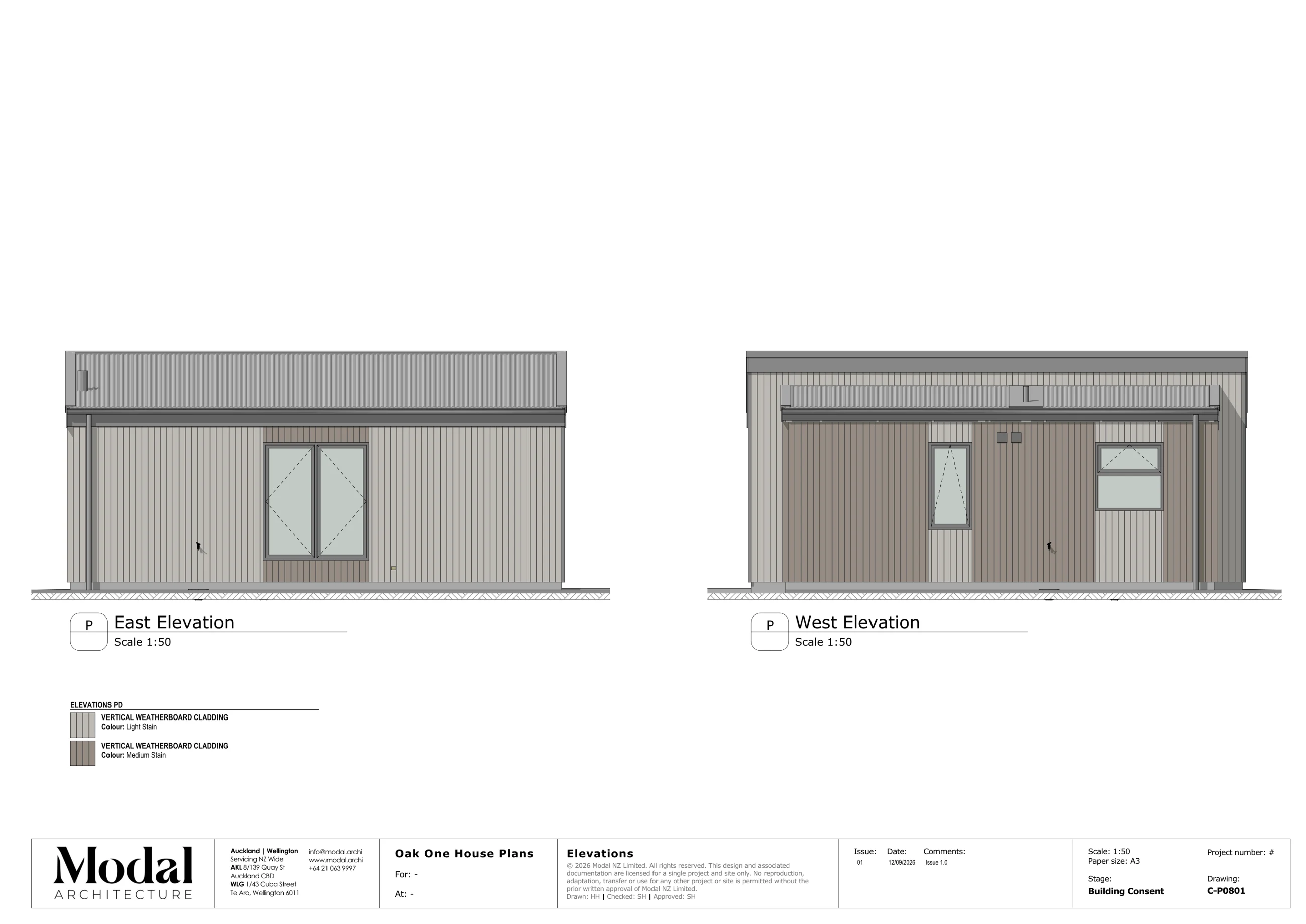 Oak One Modal Architecture Nest Series elevations east west
