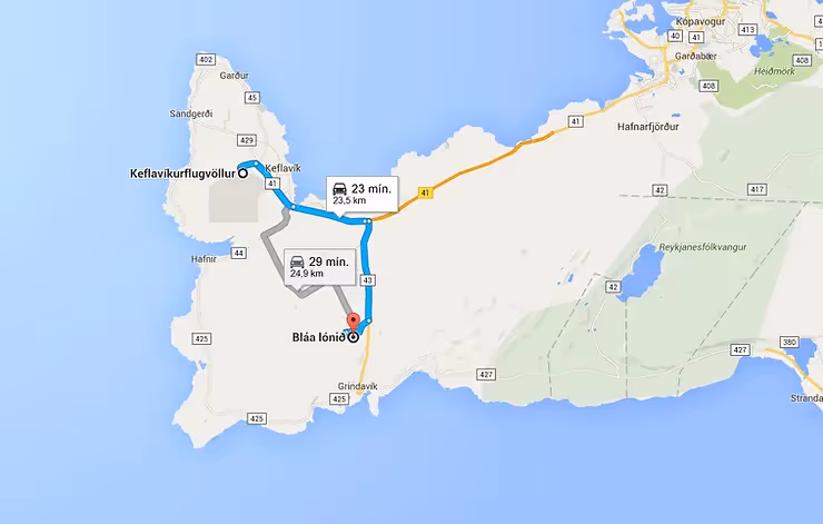 Blue Lagoon drive from Keflavik airport