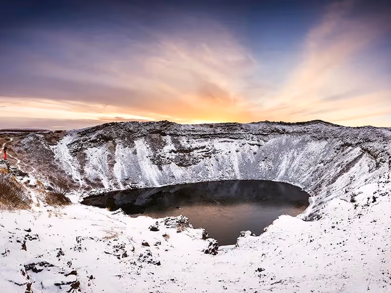 Kerið Volcano Crater in winter